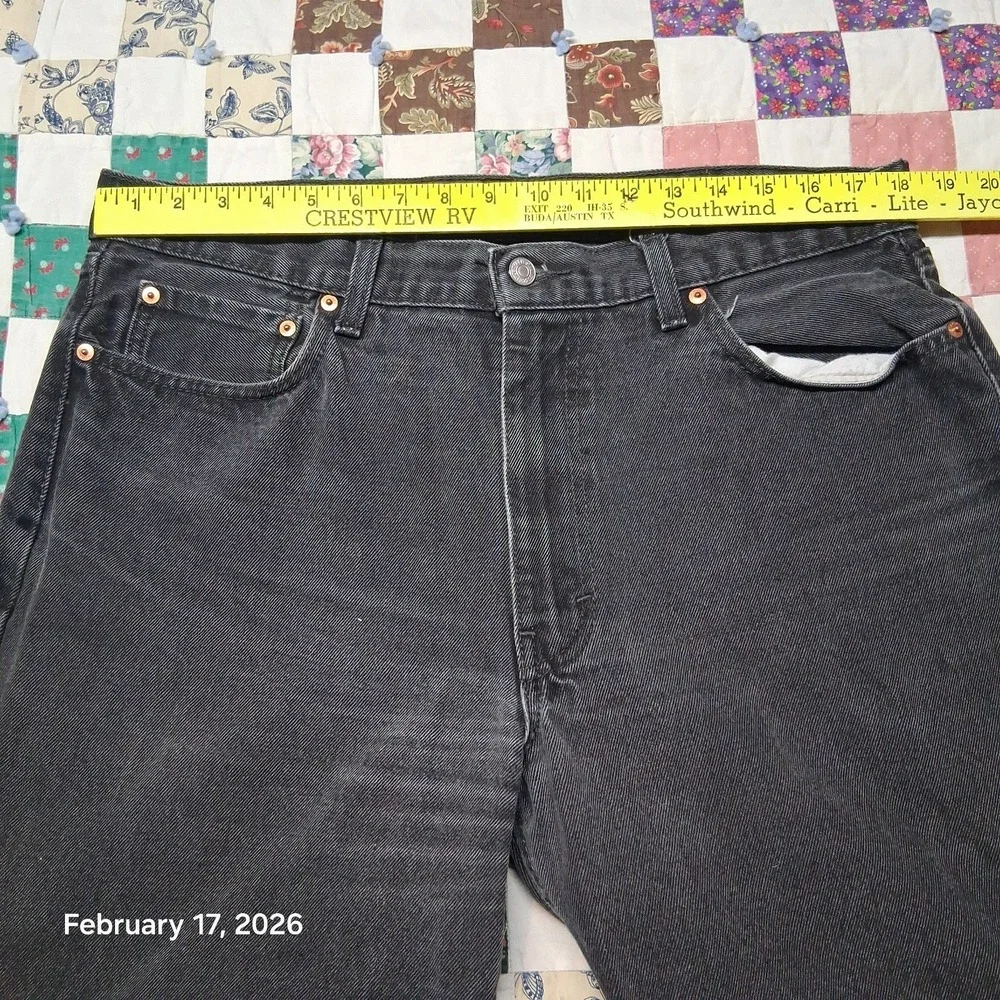 Levi 550 Jeans Men 38x34 Black Relaxed Tapered Denim Casual‎ Work Pants